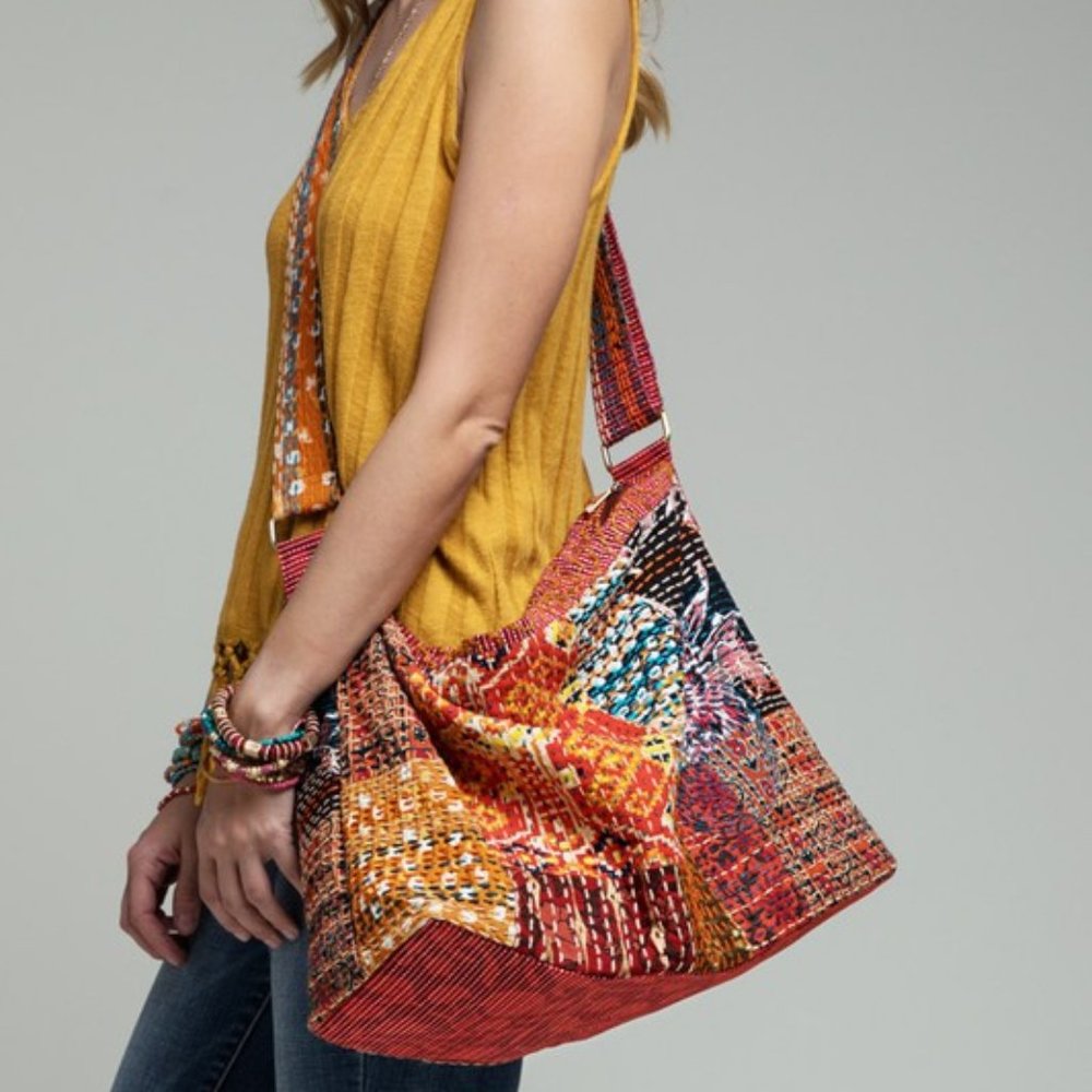 Boho Chic - Hand Stitched Patchwork Shoulder Bag - Fully Lined - Bohemian Style - Picture 5 of 12
